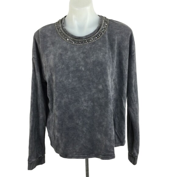 The Kooples Sport Sweatshirt Jewel Neckline Pullover Too Gray Size 3 US L - Picture 1 of 12